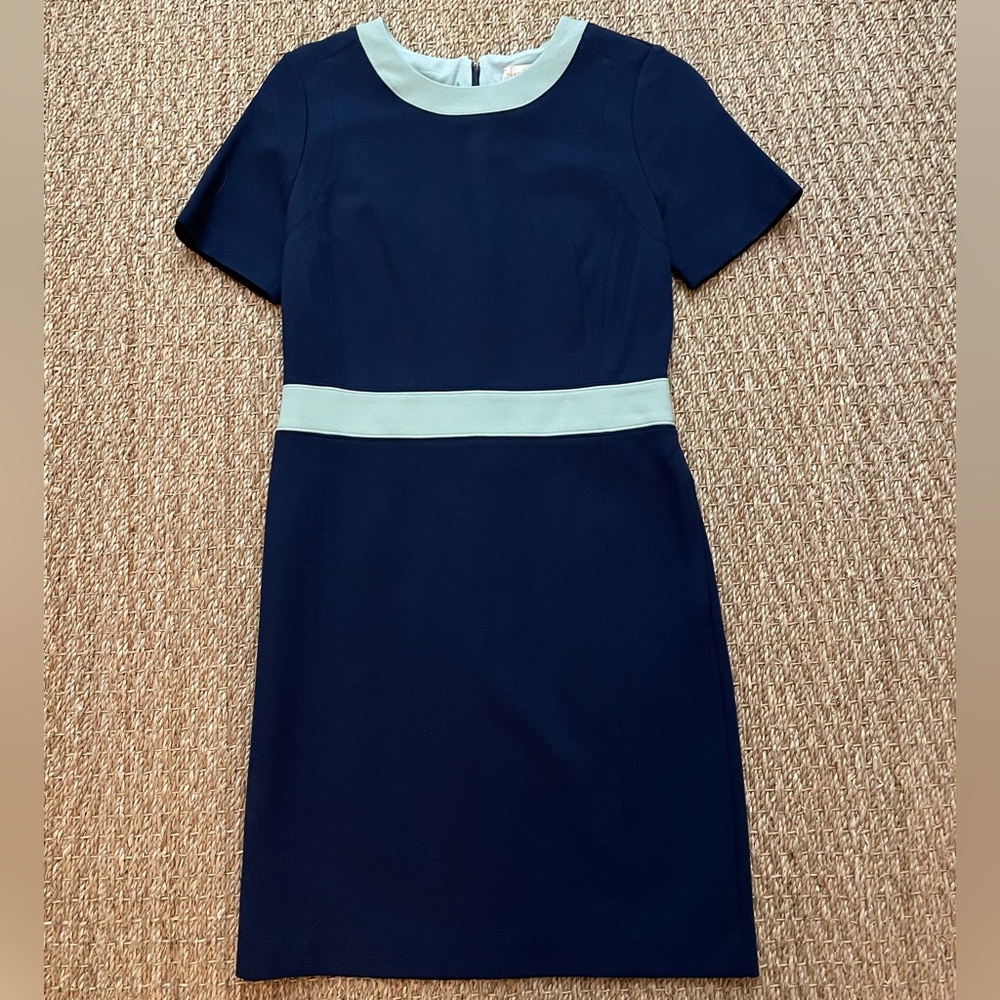 TORY BURCH. NWT. Color-Block Ponte Dress. Small. Navy & Green.